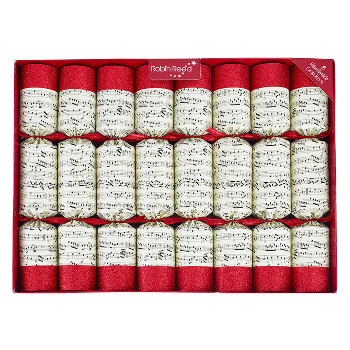 8 Large Premium Christmas Music Crackers | With Bells & Music Sheets | Ready Made