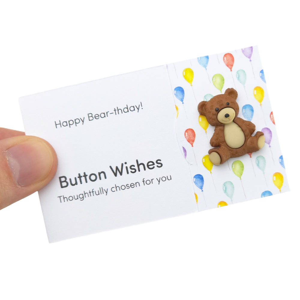 Happy Bear-thday! | Teddy Bear | Button Wishes | Mini Gift | Cracker Filler