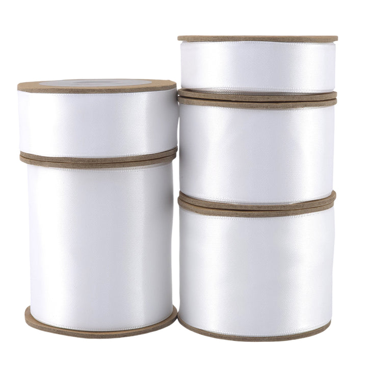 White Wedding Satin Ribbon | 18mm to 70mm Wide | Crafts & Cracker Making