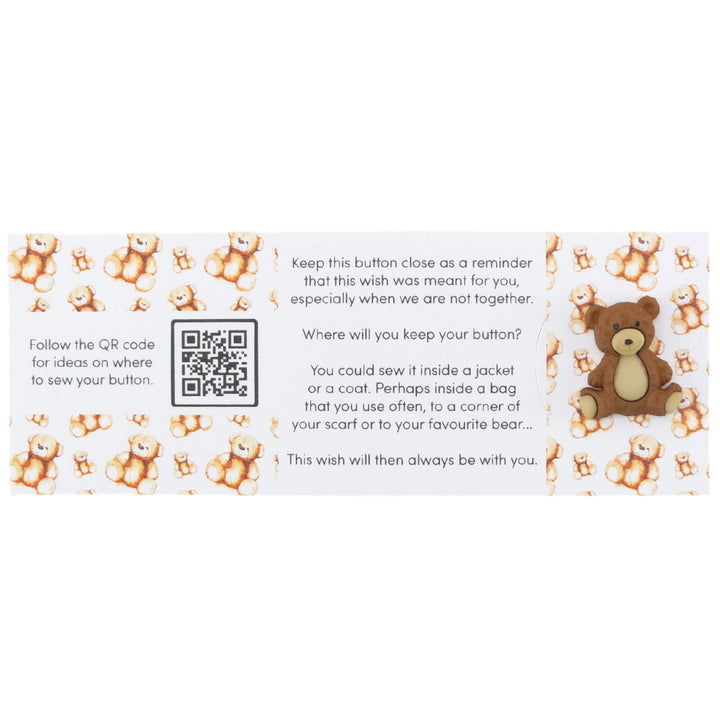 A Big Bear Hug for You | Teddy Bear | Button Wishes Sew On Token | Little Gift