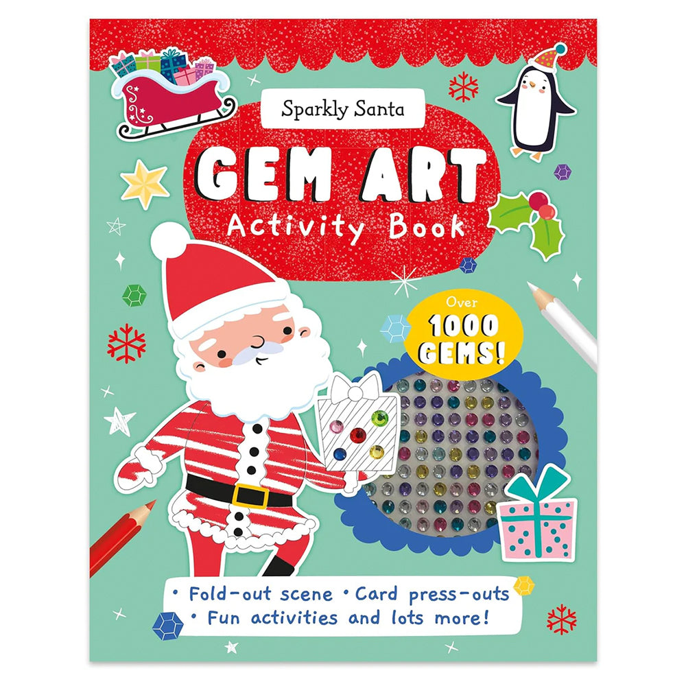 Sparkly Santa | Gem Art Christmas Colouring & Activity Book for Kids | 1000 Gems