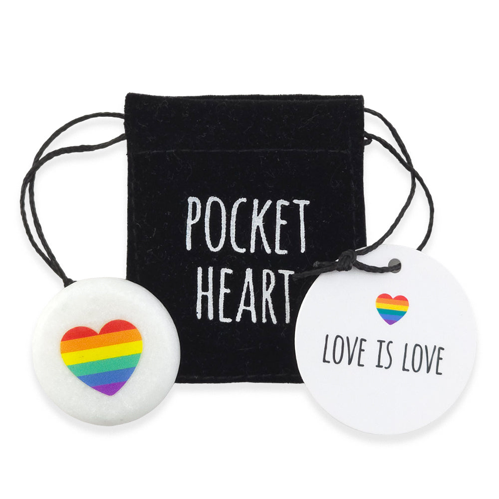 Love is Love | Rainbow Heart Pocket Sentiment Stones | Mini Gift | Cracker Filler