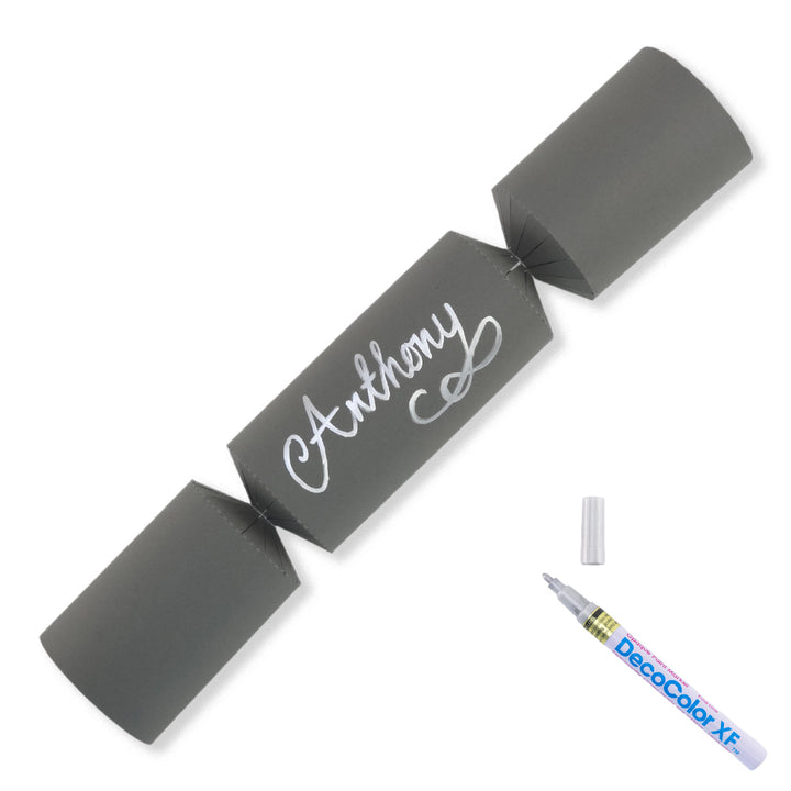 Deep Grey | 12 Personalise Your Own Crackers | Make & Fill Your Own | With Pen