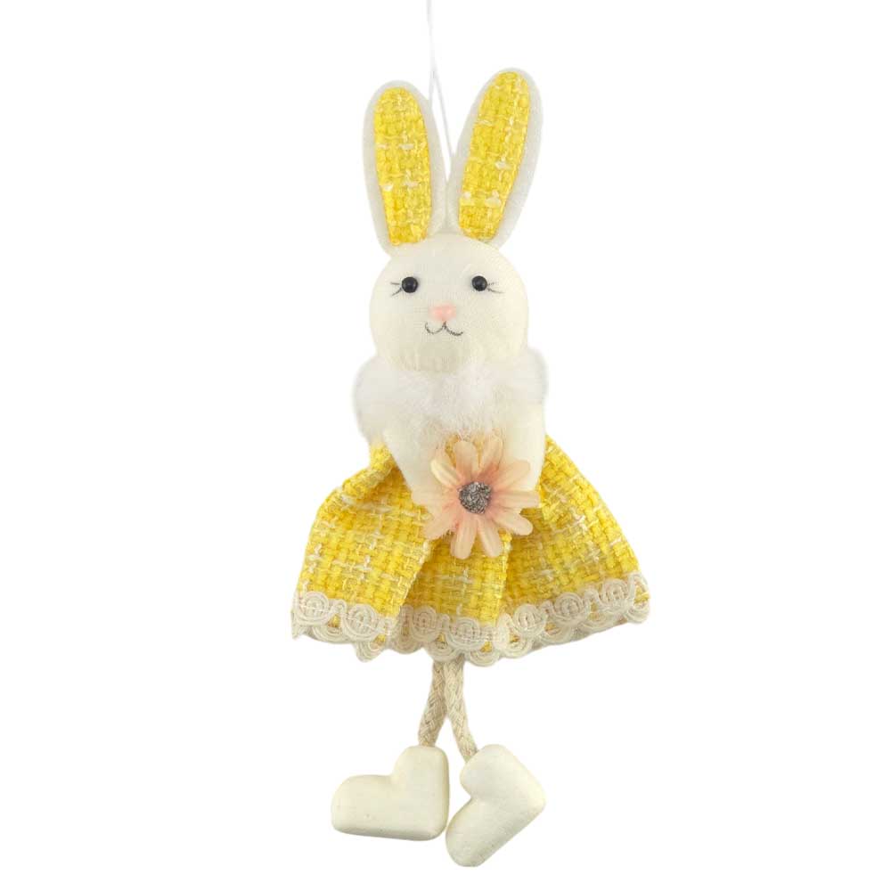 Yellow | Cute Fabric Easter Bunny | Hanging Easter Tree Ornament | 19cm Tall