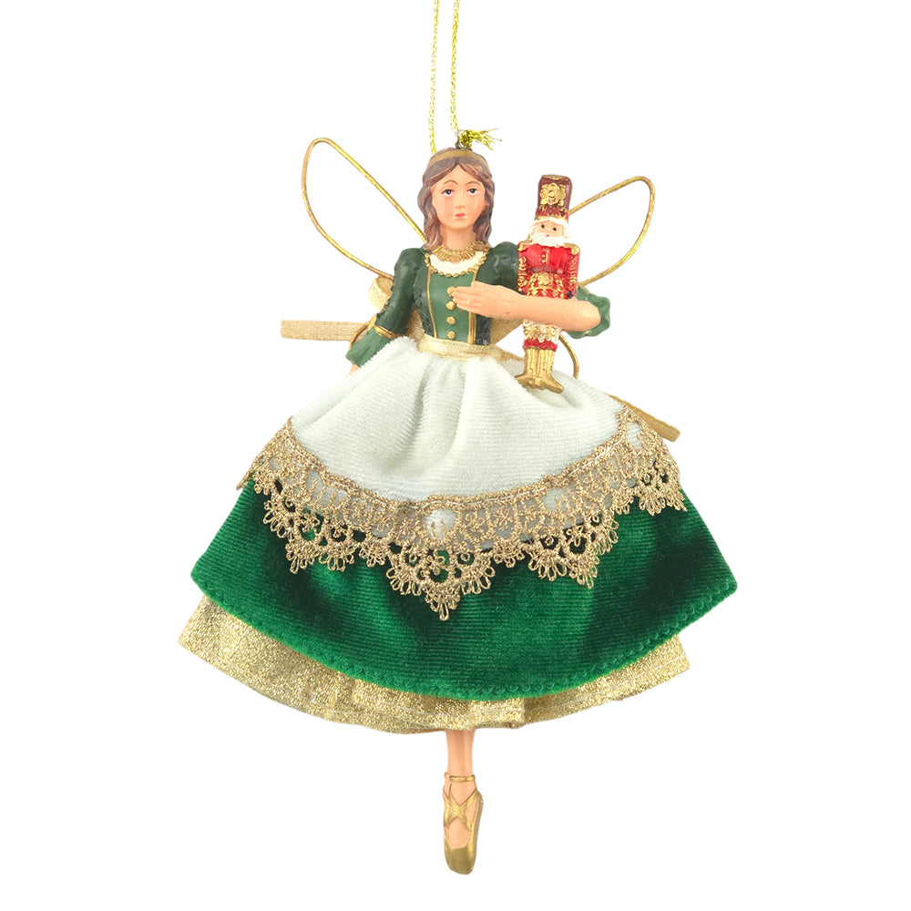 Rich Green Nutcracker Fairy | Christmas Tree Decoration | 13cm | Gisela Graham