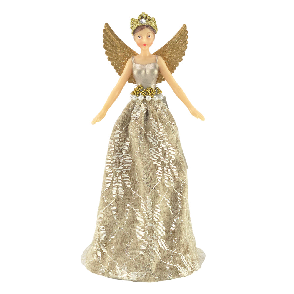 Luxurious Old Gold Fairy | Tree Topper | 19cm Tall | Gisela Graham