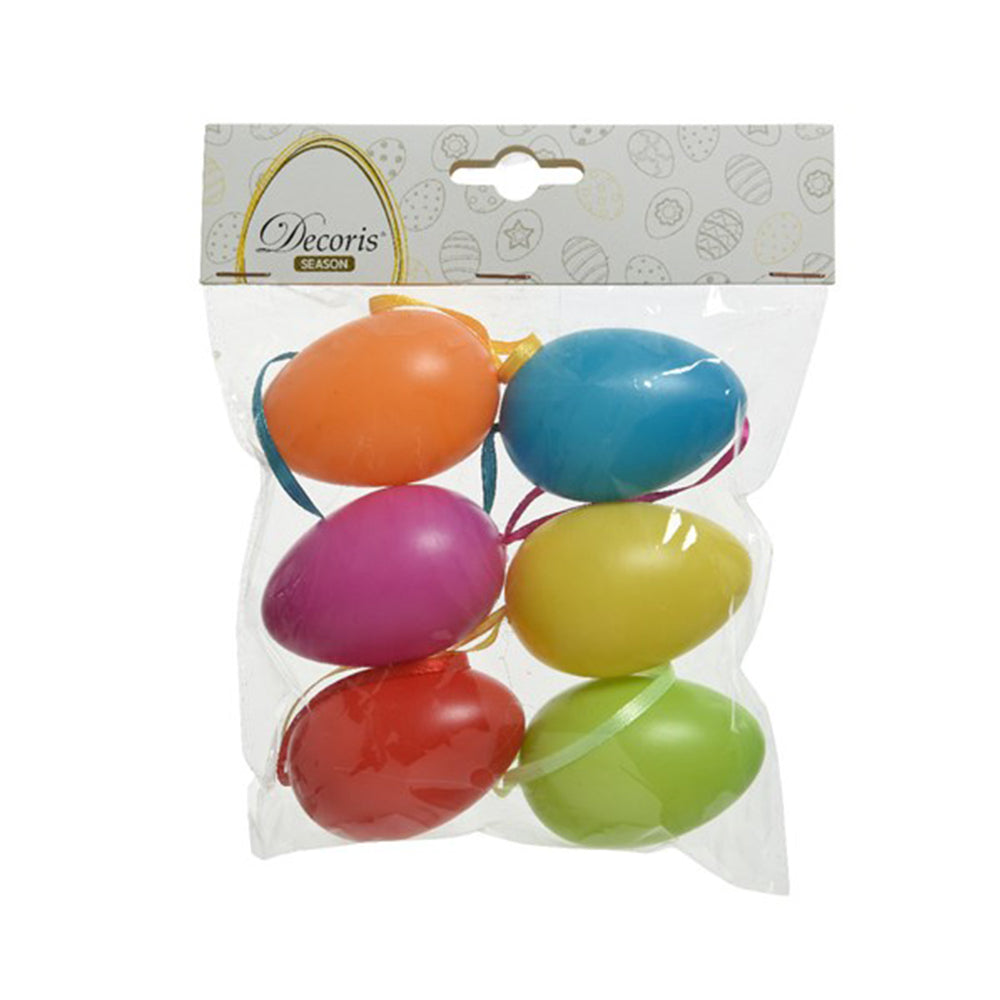 6 Pack 6cm Bright Colour Plastic Hanging Eggs for Easter Trees