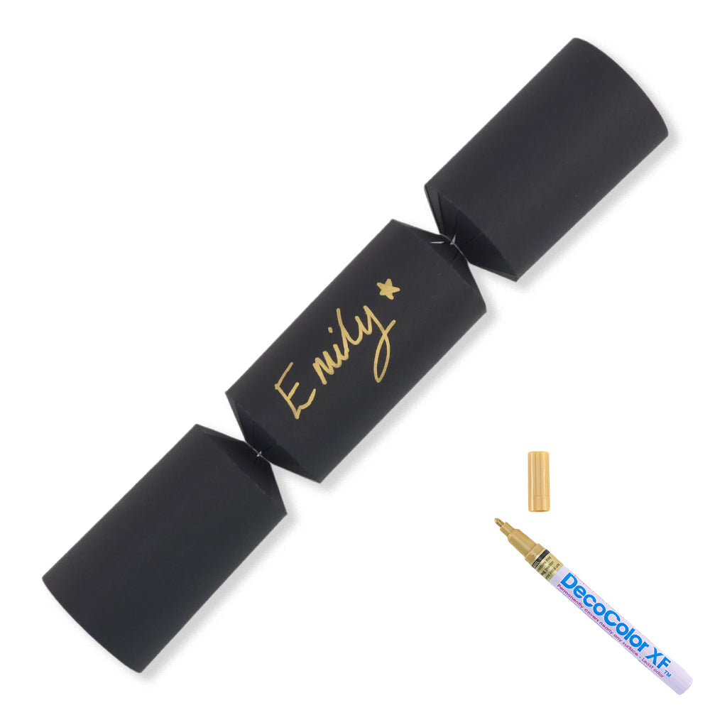 Black | 12 Personalise Your Own Crackers | Make & Fill Your Own | With Pen