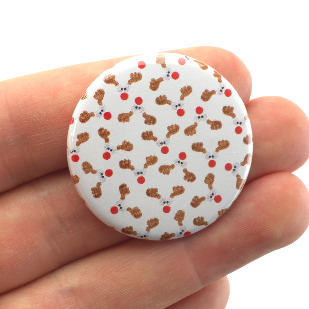 Cheeky Rudolph | 38mm Button Pin Badge | Little Gift | Cracker Filler