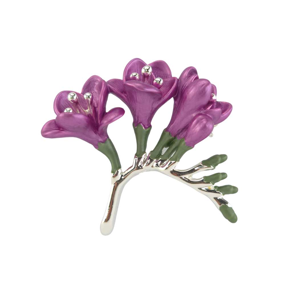 Pearlescent Purple Freesia Brooch | 4.5cm Wide | Mini Gift | Cracker Filler