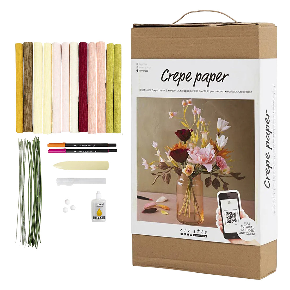 Crepe Paper Flower Arrangement Craft Kit | Cherry Blossom Paper Flower Making