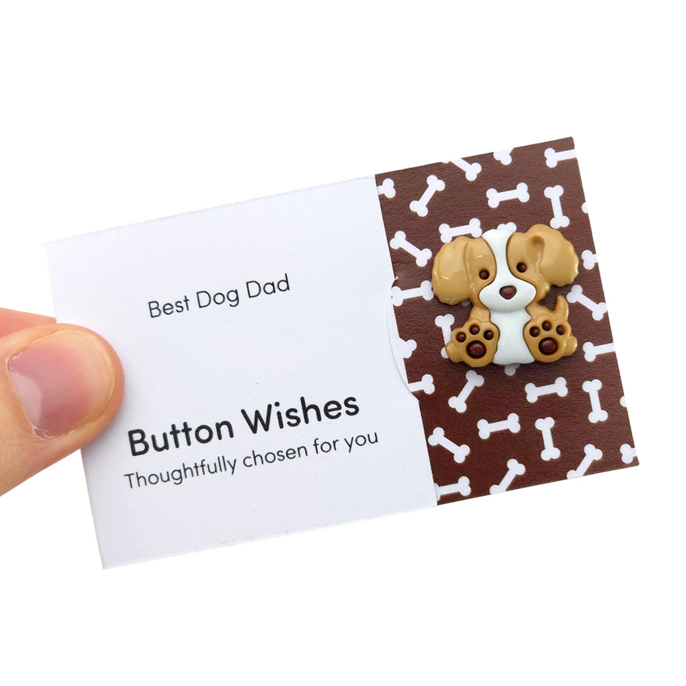 Best Dog Dad | Button Wishes Sew On Token | Little Gift | Cracker Filler