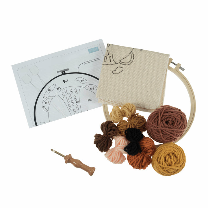 Lion | Punch Needle Hoop Set | Complete Craft Kit | Ideal Gift