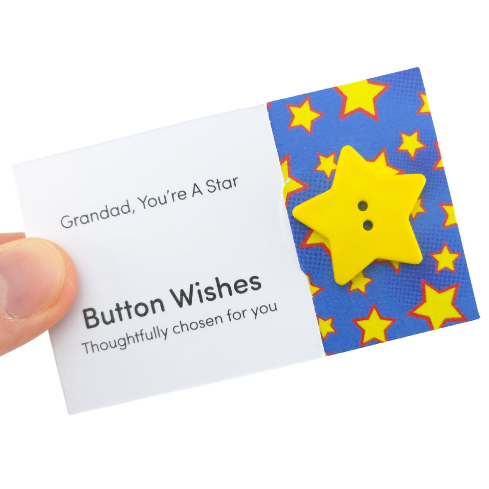 Grandad, You're a Star | Button Wishes Sew On Token | Little Gift | Cracker Filler