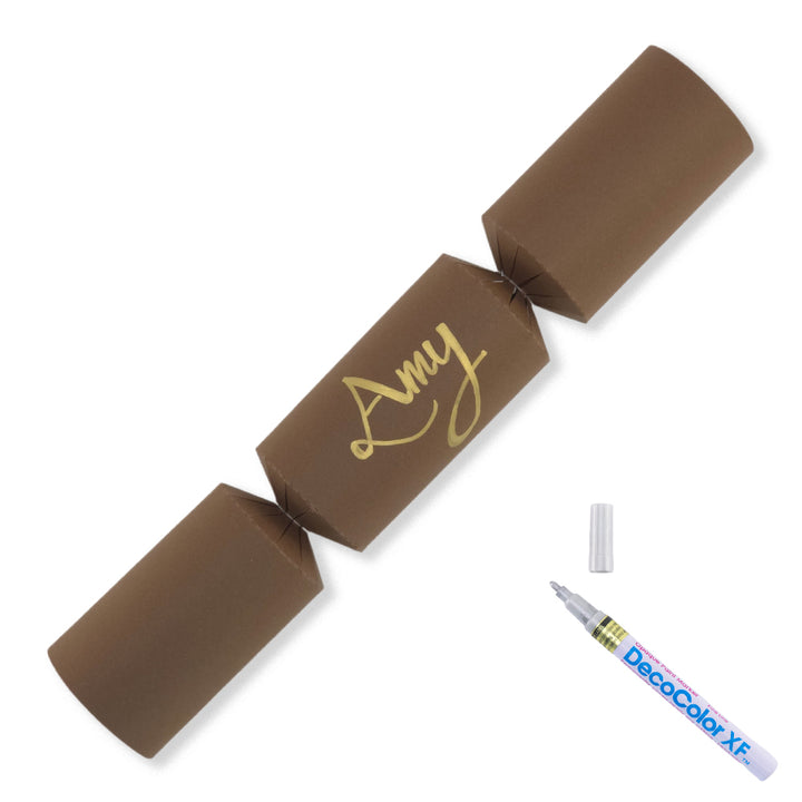 Brown | 12 Personalise Your Own Crackers | Make & Fill Your Own | With Pen