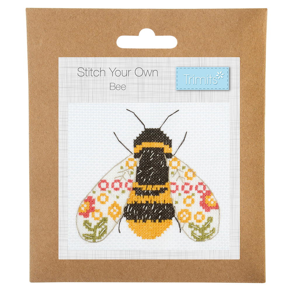 Floral Bumble Bee | Small Cross Stitch | Complete Kit | 13cm