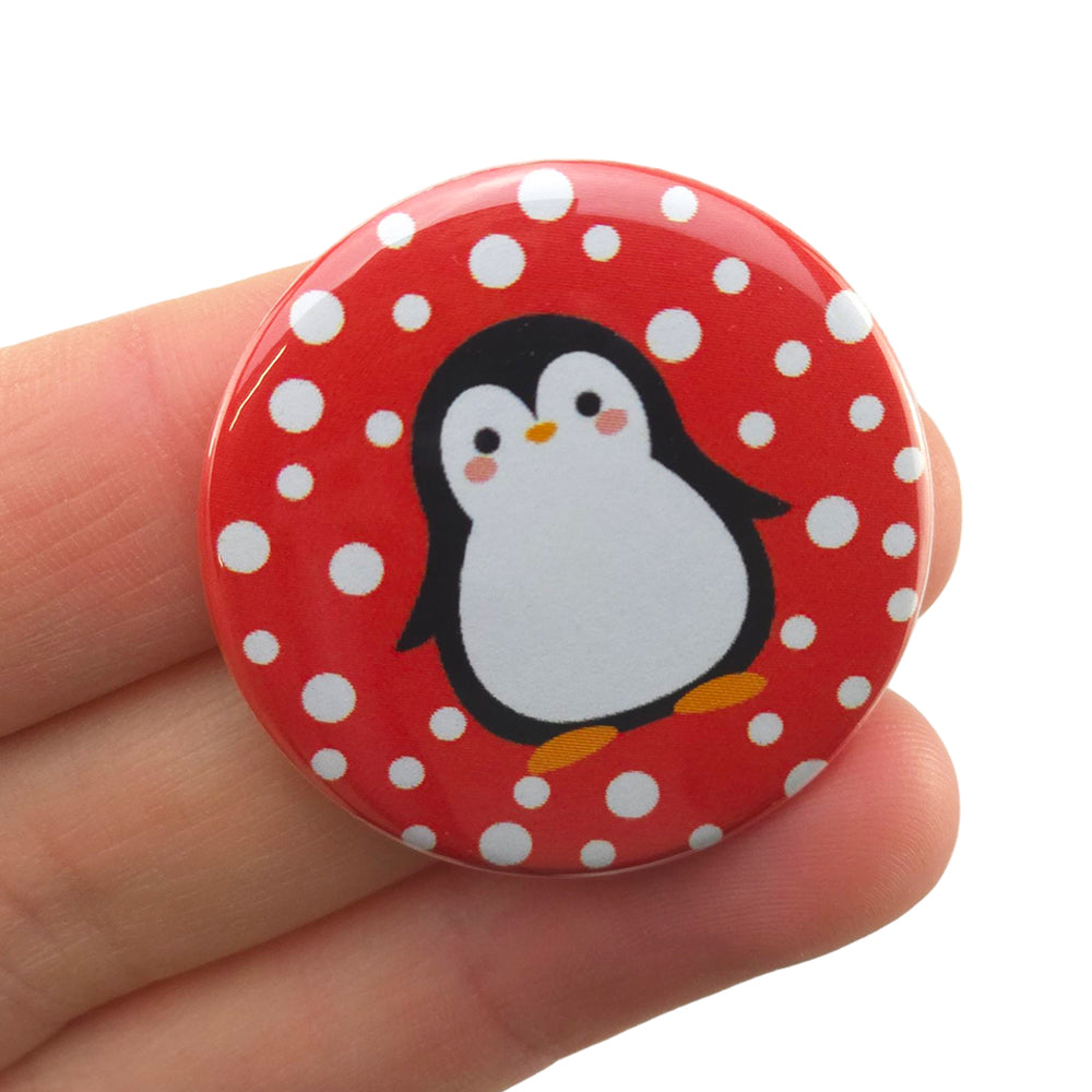 Snowtime Penguin | 38mm Button Pin Badge | Little Gift | Cracker Filler