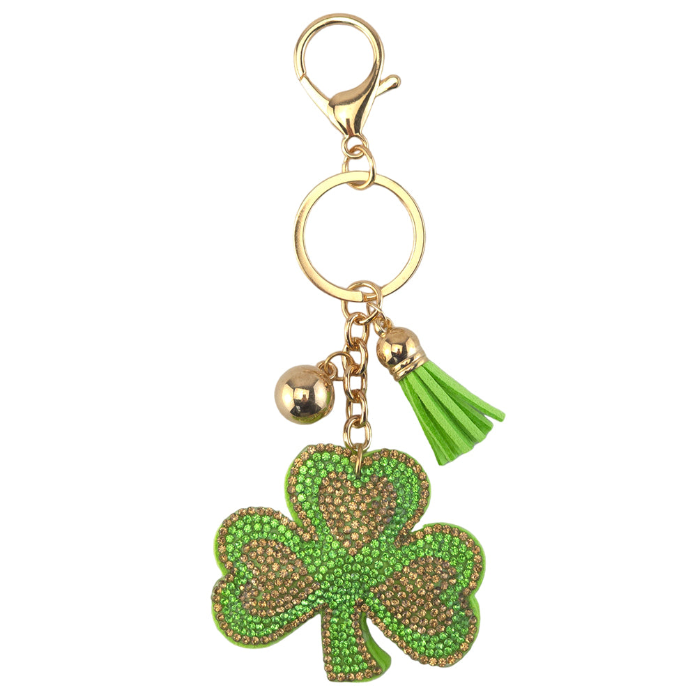 Irish Shamrock | Jumbo Diamante Bag Charm/Keyring | Little Gift | Cracker Filler