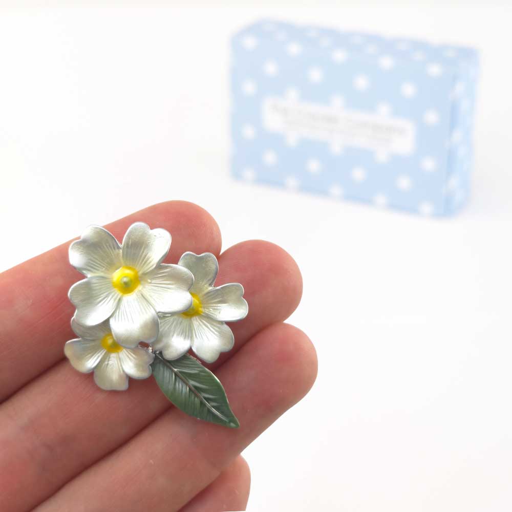 Pretty Primrose | Silver Tone Brooch | Little Gift | Cracker Filler