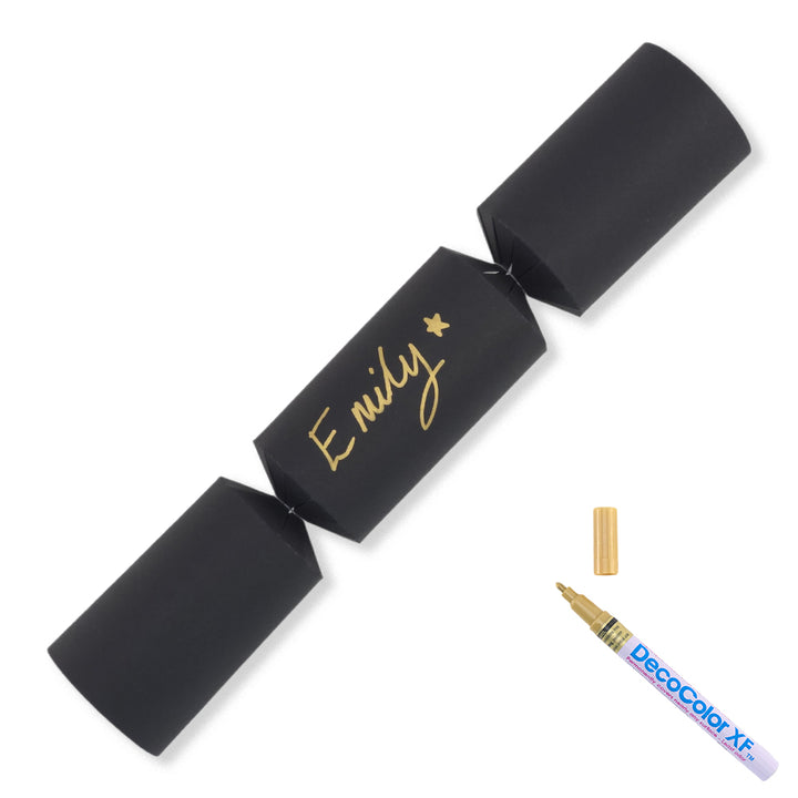 Black | 12 Personalise Your Own Crackers | Make & Fill Your Own | With Pen