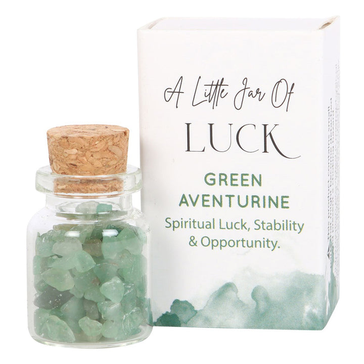 A Little Jar of Luck | Green Aventurine Crystals | Matchbox Gift | Cracker Filler