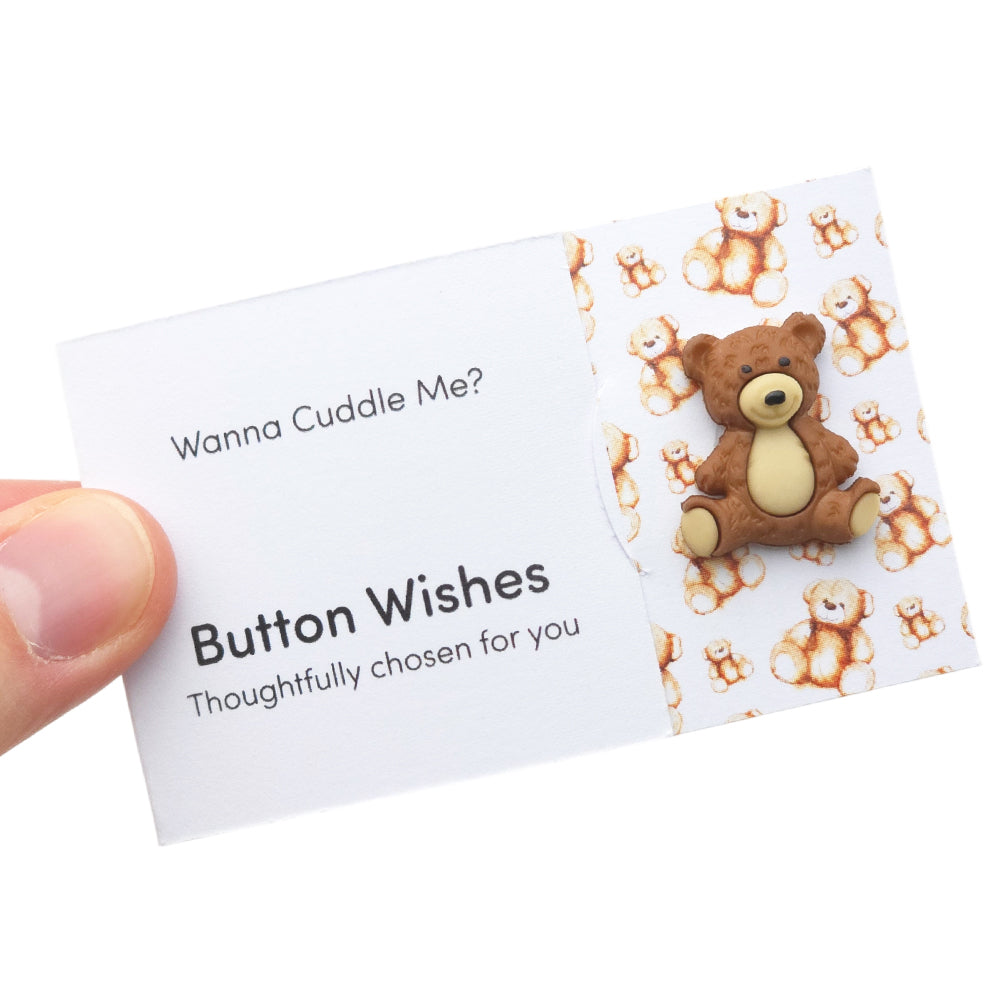 Give Me a Hug | Teddy Bear | Button Wishes Sew On Token | Cracker Filler