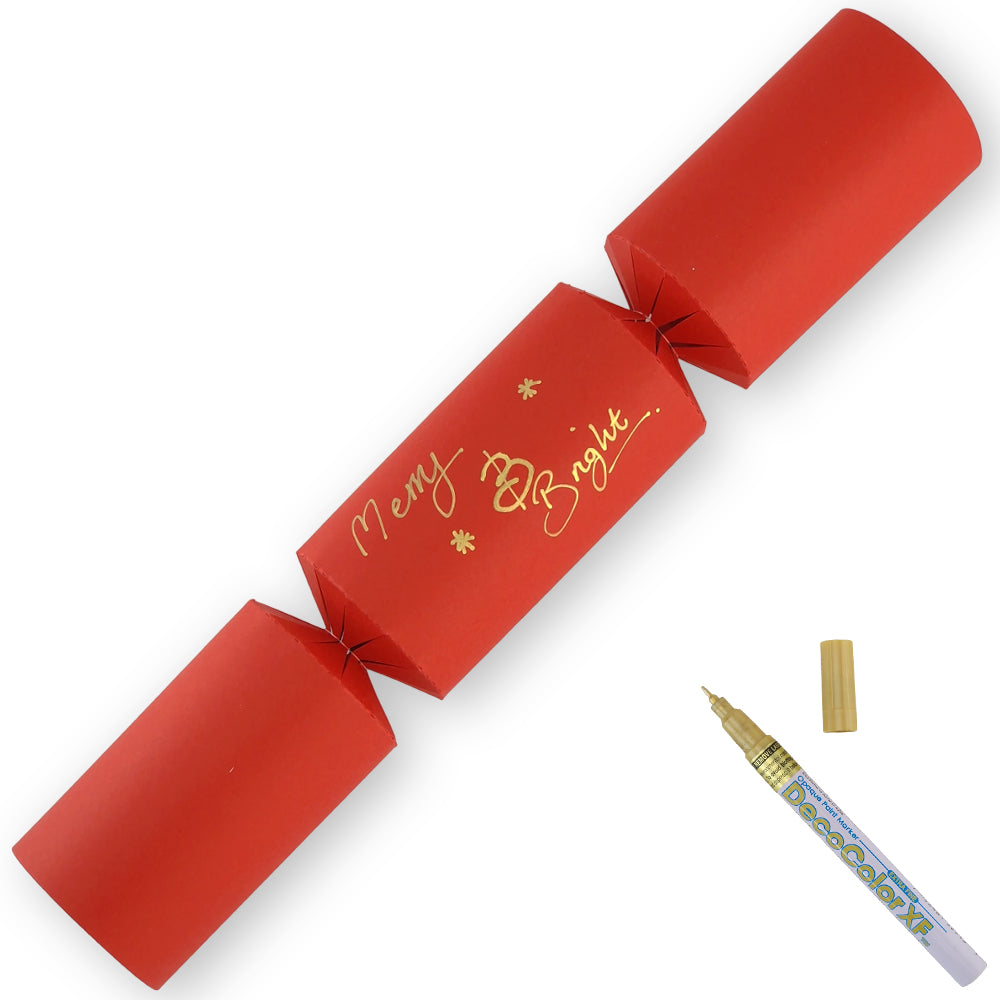 Rich Red | 12 Personalise Your Own Crackers | Make & Fill Your Own | With Pen