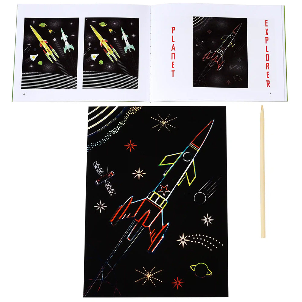 Space Age | Metallic Scratch Art Sheets for Kids