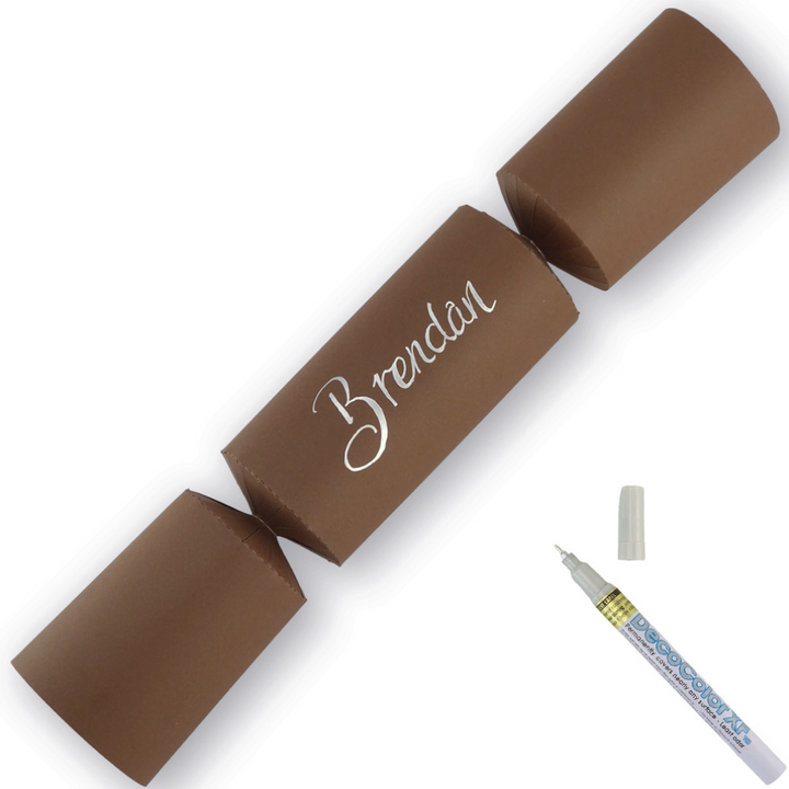 Brown | 12 Personalise Your Own Crackers | Make & Fill Your Own | With Pen