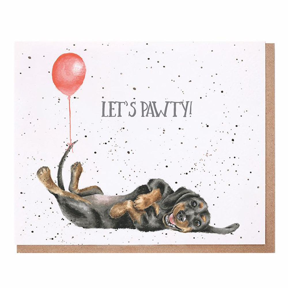 Let's Pawty |  Birthday Dachshund | Blank Card | 15x15cm | Wrendale Designs