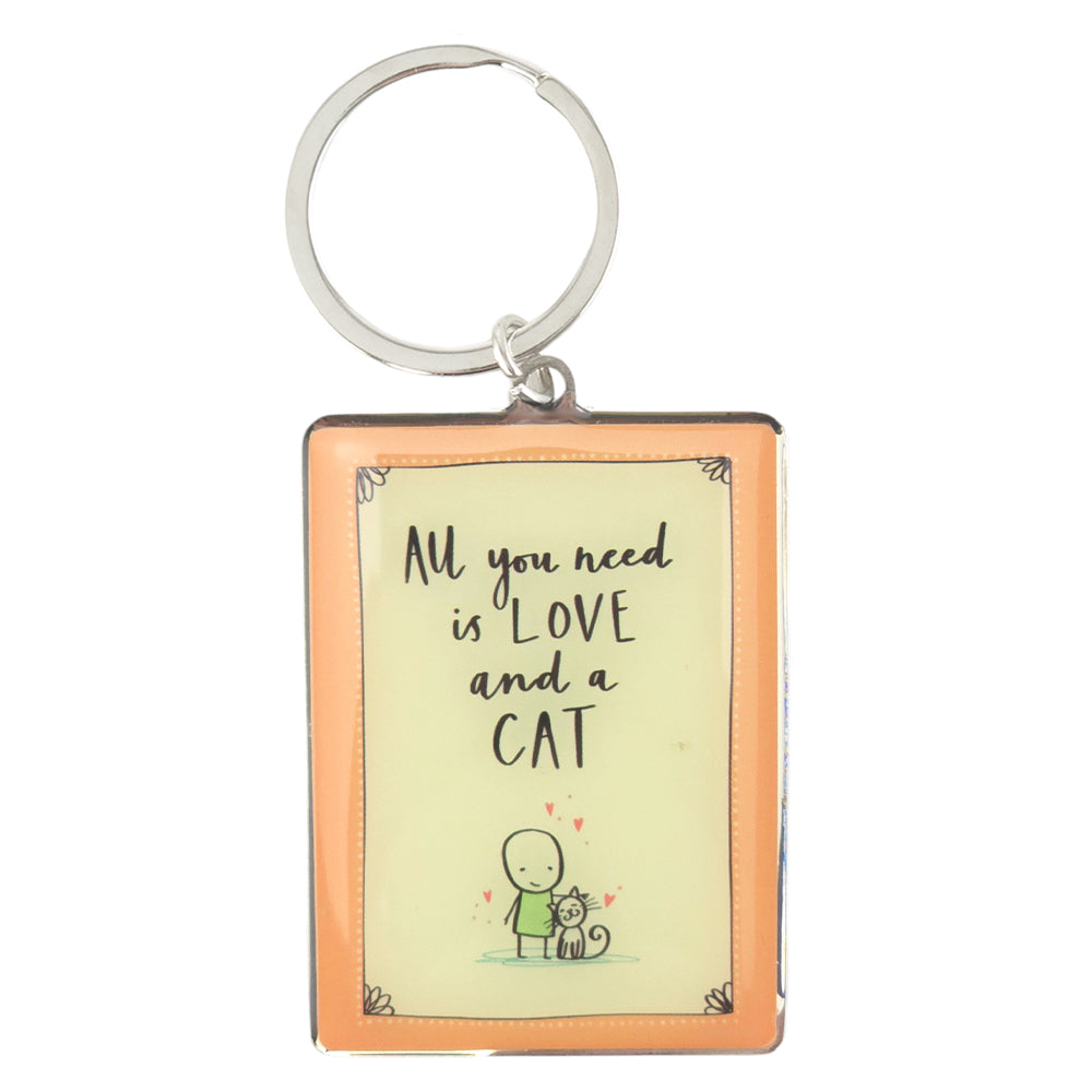 All You Need Is Love and a Cat | Metal Keyring | Little Gift | Cracker Filler