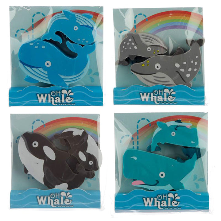 Mini Whale Erasers | Single 2-Part Set | Party Bag Gift | Cracker Filler