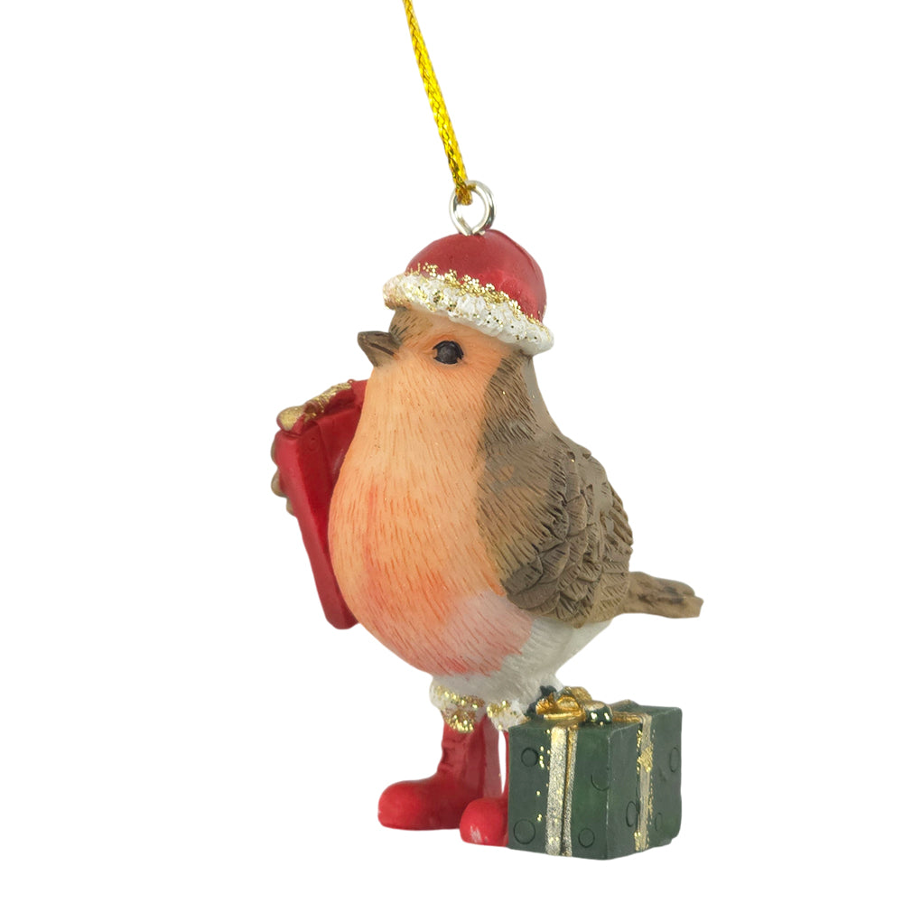 Christmas Robin with Present | Hanging Tree Decoration | Gisela Graham