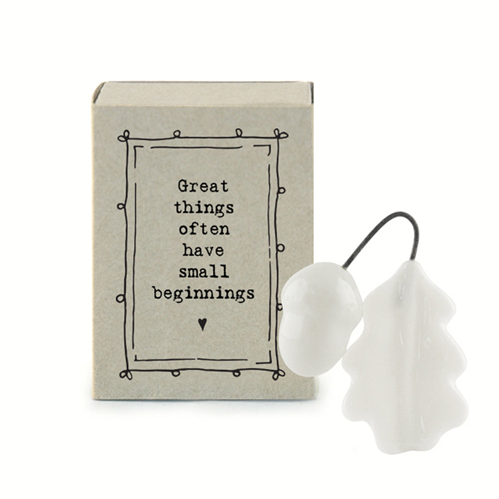 Small Beginnings | Ceramic Acorn & Oak Leaf | Cracker Filler | Matchbox Gift