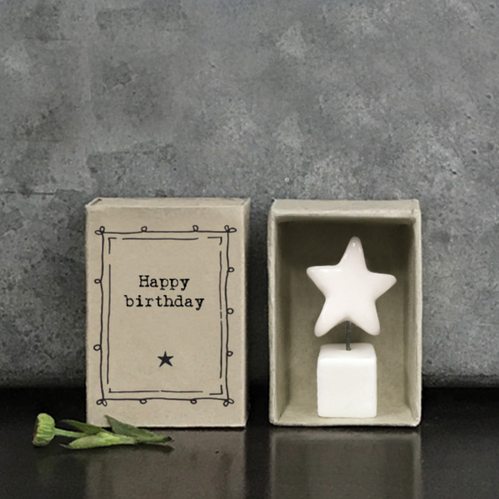 Happy Birthday | Ceramic Star | Cracker Filler | Matchbox Mini Gift